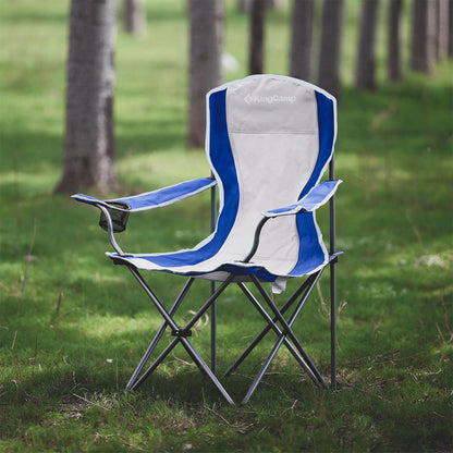 KingCamp Portable Folding Chair with Mesh Cup Holder and Carry Bag, Blue/Gray (2 Pack)