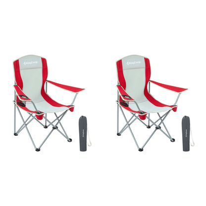 KingCamp Portable Folding Chair with Mesh Cup Holder and Carry Bag, Red/Gray (2 Pack)