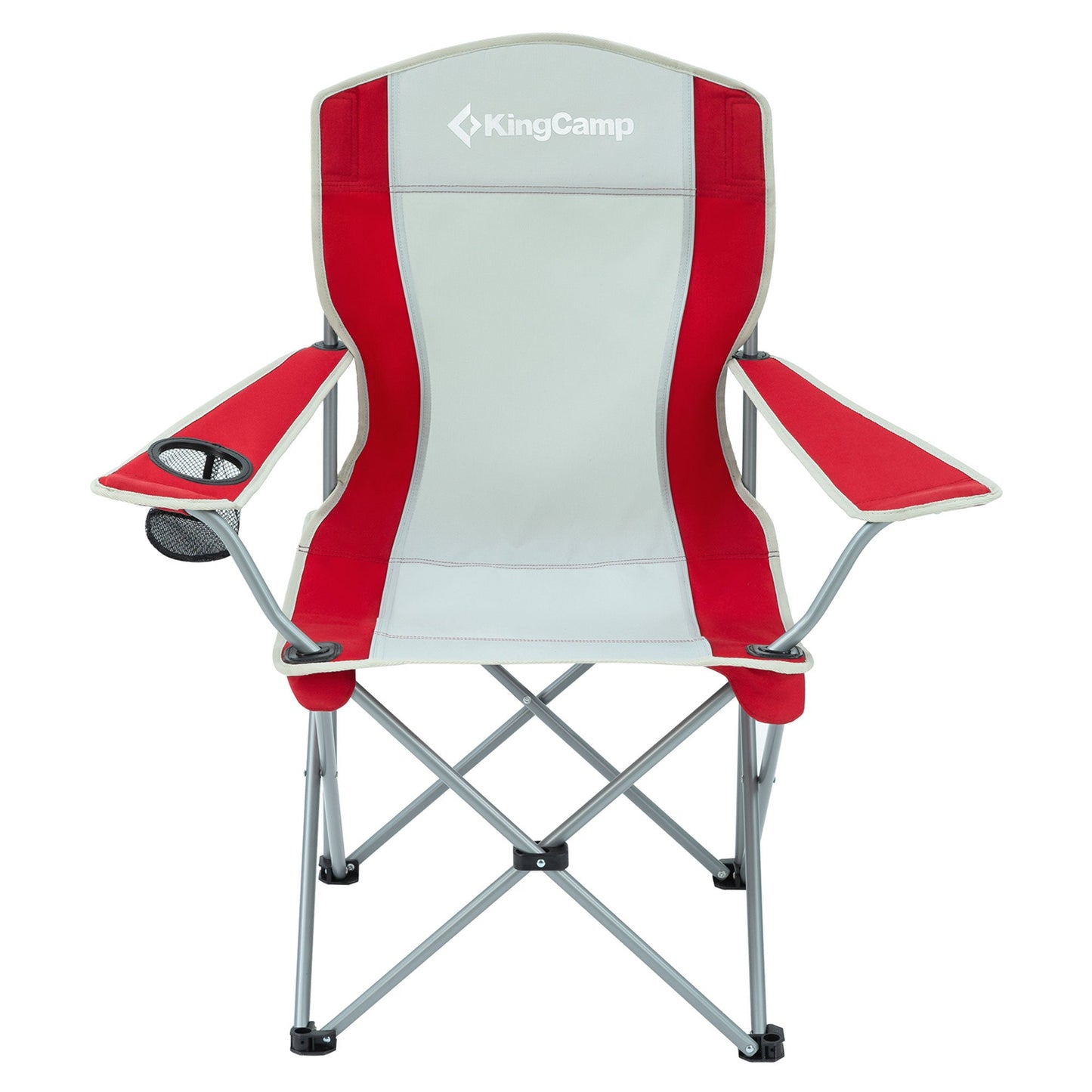 KingCamp Portable Folding Chair with Mesh Cup Holder and Carry Bag, Red/Gray (2 Pack)