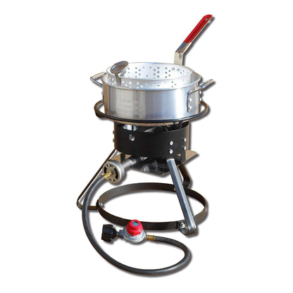 Metal-Fusion Import Outdoor Fish Fryer with 10 Quart Aluminum Fry Pan and Burner