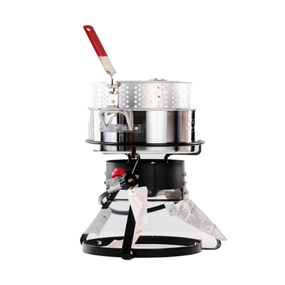 Metal-Fusion Import Outdoor Fish Fryer with 10 Quart Aluminum Fry Pan and Burner