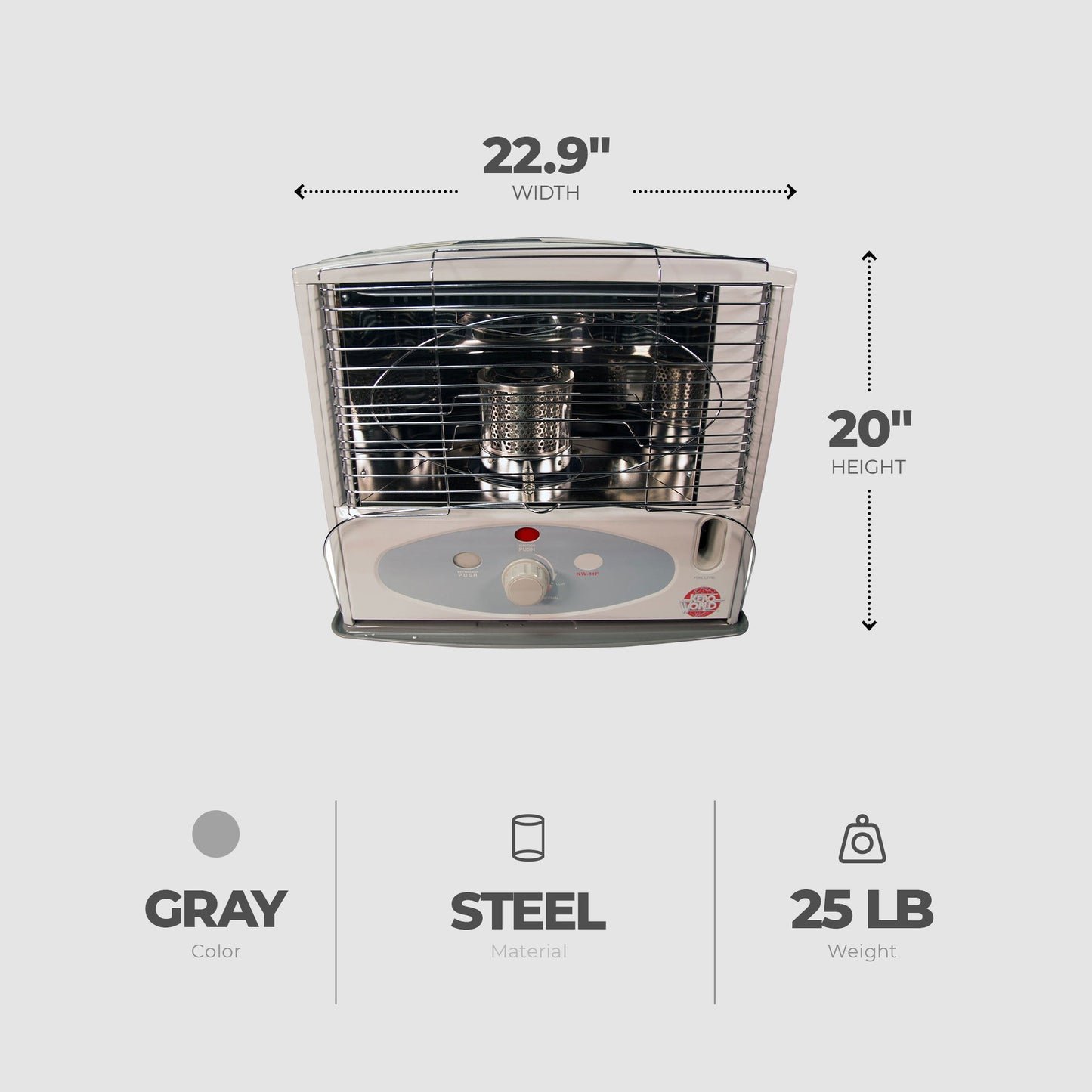 Kero World 10,000 BTU Kerosene Wick Heater with Sure-Seat Chimney System, Gray