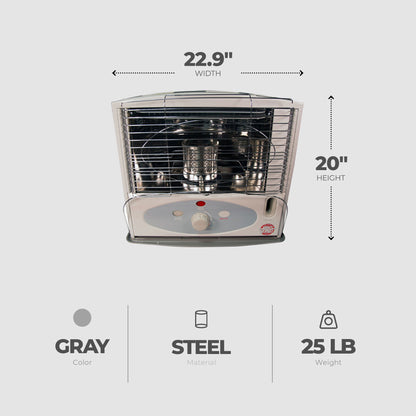 Kero World 10,000 BTU Kerosene Wick Heater with Sure-Seat Chimney System, Gray