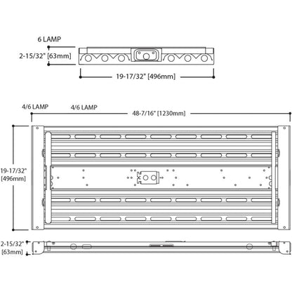 Metalux F Bay HBL 2 x 4' 4 Lamp T8 Commercial Fluorescent Lamp Light Fixture