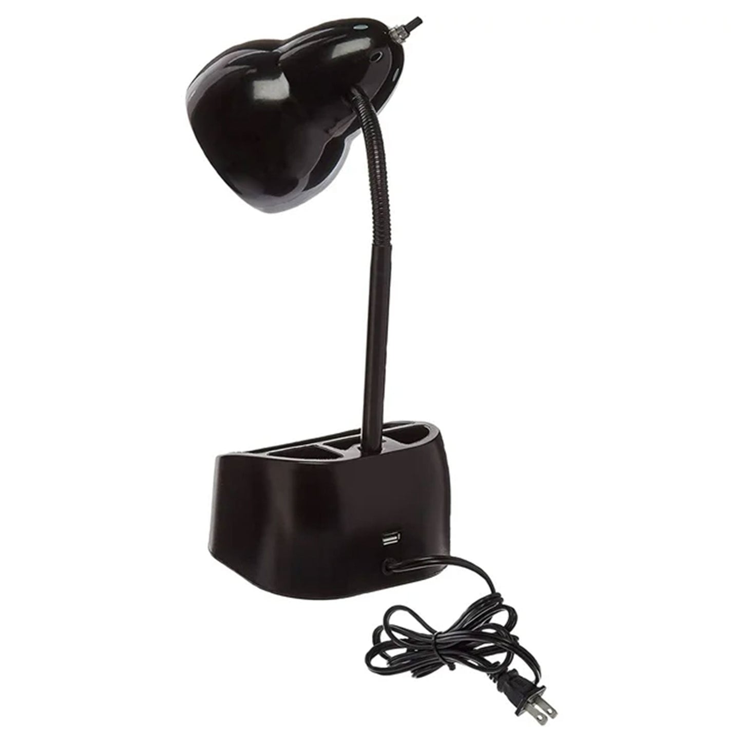 Globe Electric LED Integrated Goose Neck Desk Lamp with USB Port and Organizer