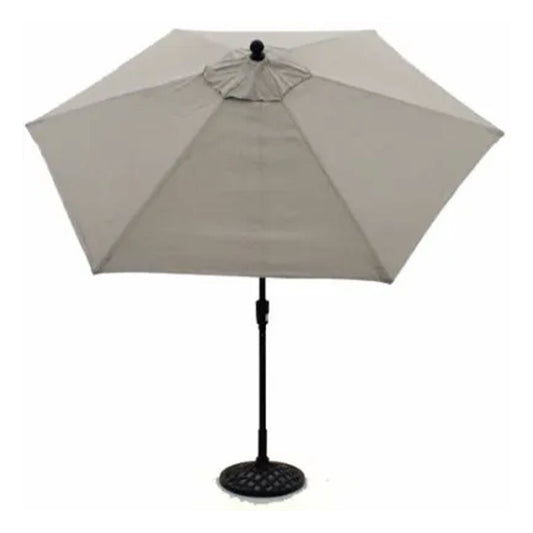 Four Seasons Courtyard 9' Round Sling Fabric Highland Market Umbrella, Gray