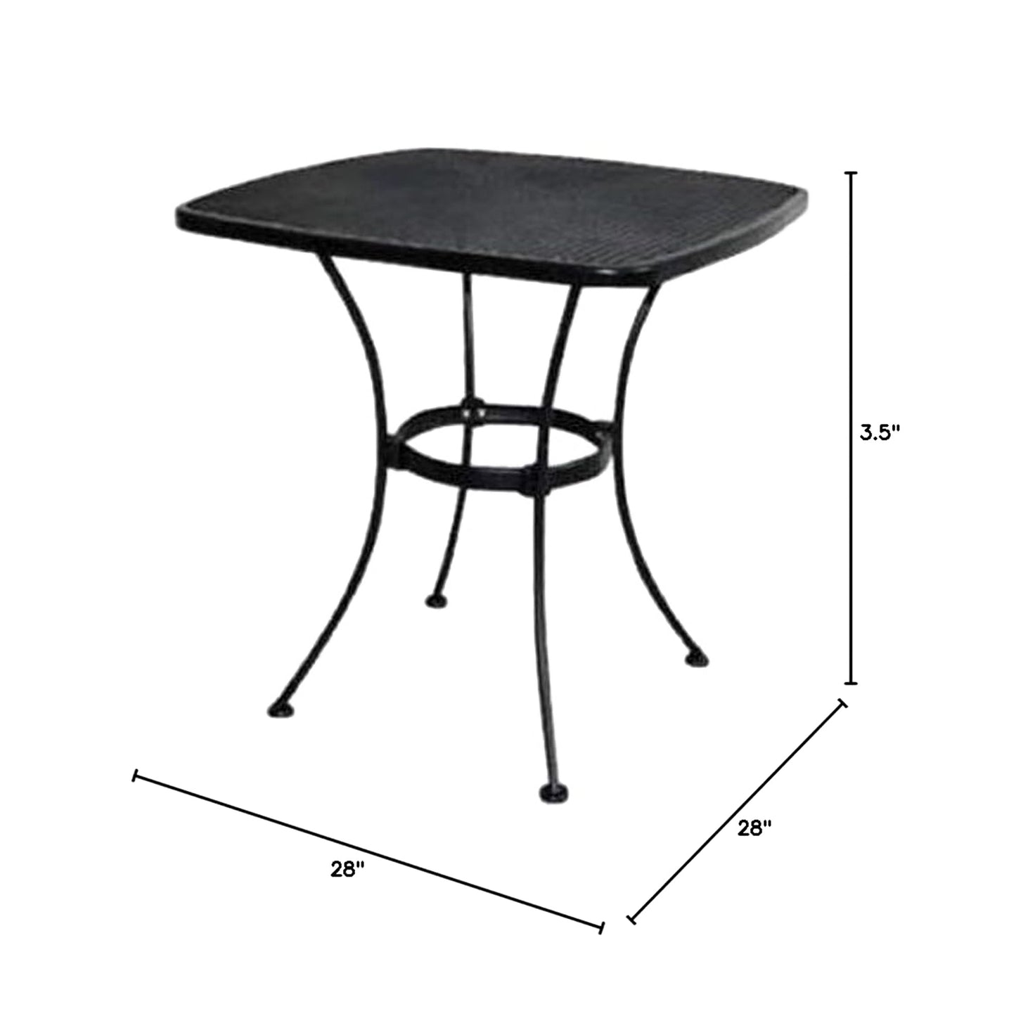 Woodard Uptown 28" Steel Mesh Square Bistro Style Patio Dining Table, Black