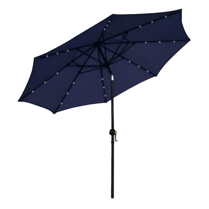 Four Seasons Courtyard 9’ Polyester Patio Market LED Umbrella w/Steel Pole, Navy