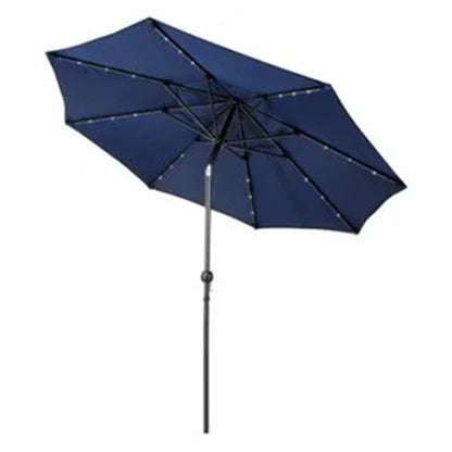 Four Seasons Courtyard 9’ Polyester Patio Market LED Umbrella w/Steel Pole, Navy