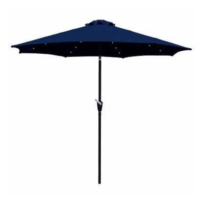 Four Seasons Courtyard 9’ Polyester Patio Market LED Umbrella w/Steel Pole, Navy