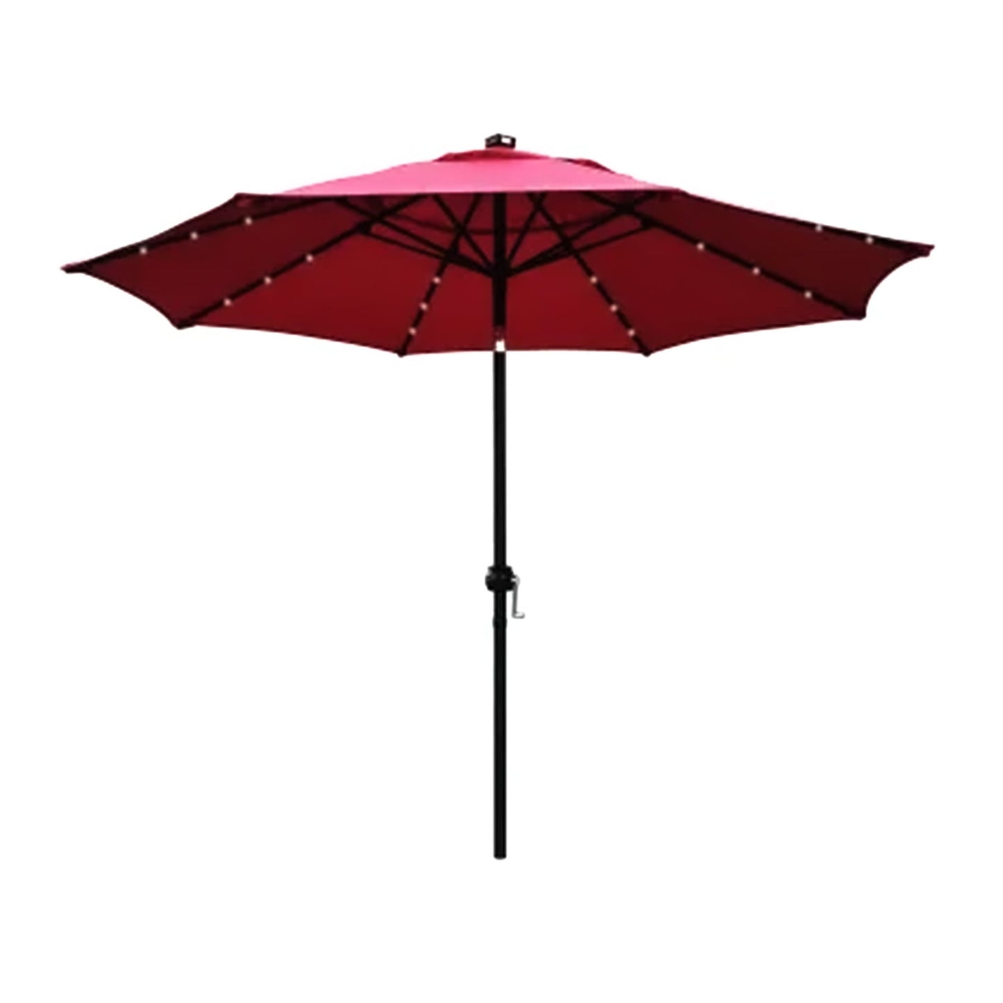 Four Seasons Courtyard 9’ Polyester Patio Market LED Umbrella w/ Steel Pole, Red