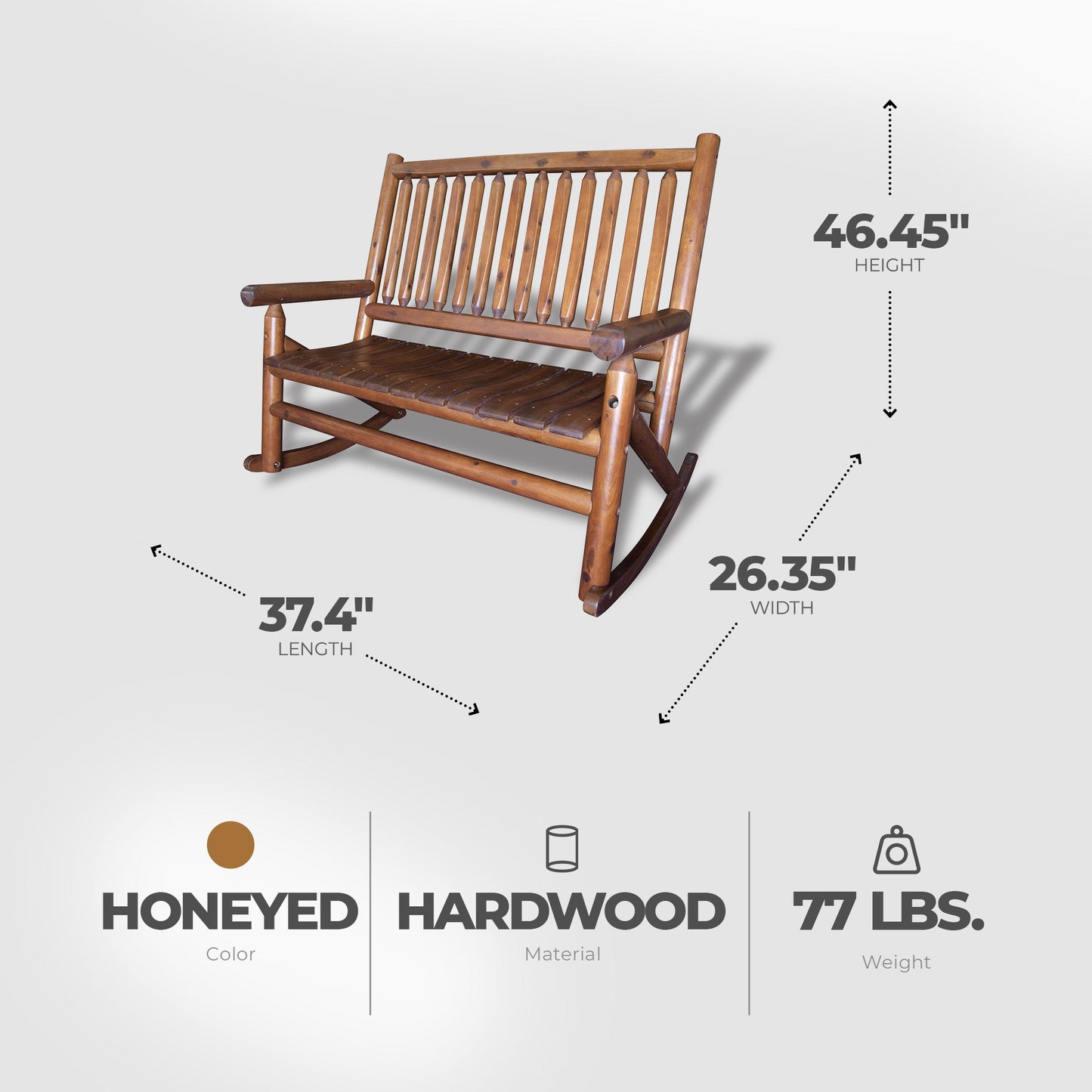 Leigh Country Double Porch Rocking Chair with Curved Seat Slats for Patio Spaces