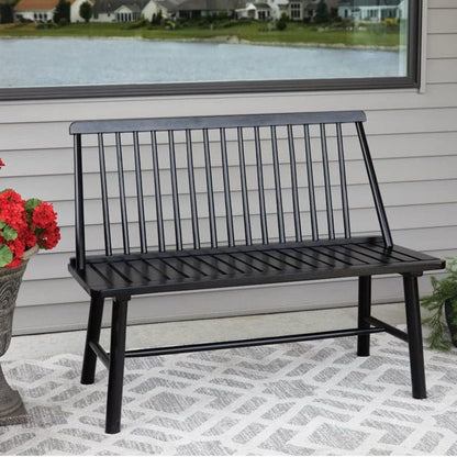 Jack Post 4 Feet Durable Indonesian Hardwood Farmhouse Bench for Patio, Black