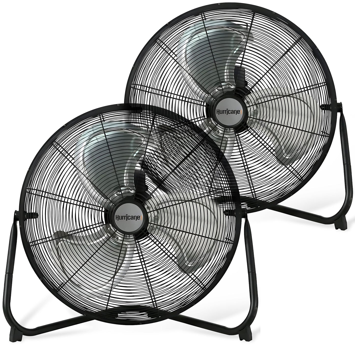 Hurricane Pro 20 Inch 3 Speed High Velocity Metal Floor Fan, Black (2 Pack)