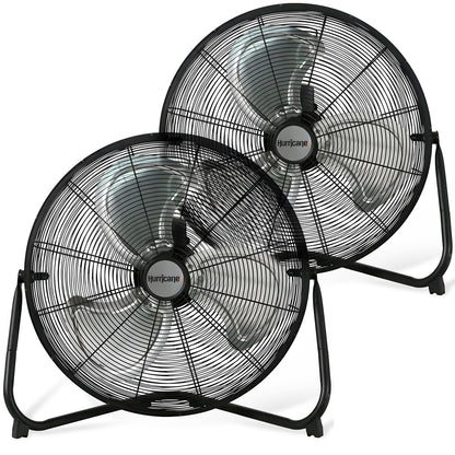 Hurricane Pro 20 Inch 3 Speed High Velocity Metal Floor Fan, Black (2 Pack)