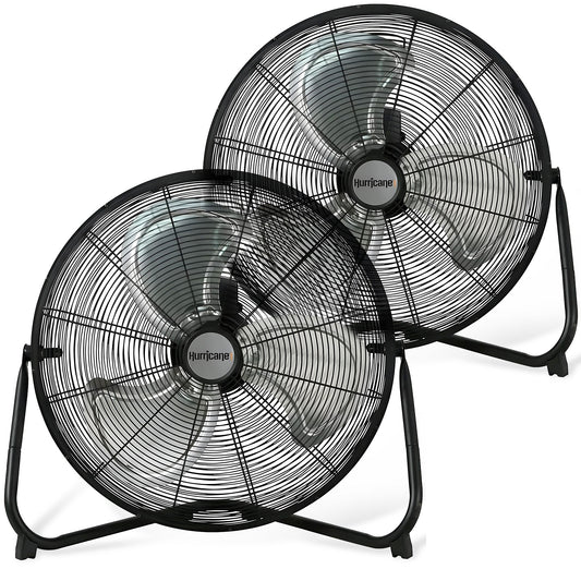 Hurricane Pro 20 Inch 3 Speed High Velocity Metal Floor Fan, Black (2 Pack)