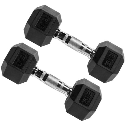 Signature Fitness Hex Dumbbells Strength Training Workout Equipment Set, 15 lbs