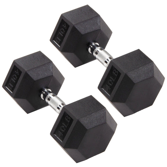 Signature Fitness Hex Dumbbells Strength Training Workout Equipment Set, 40 lbs