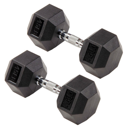 Signature Fitness Hex Dumbbells Strength Training Workout Equipment Set, 45 lbs