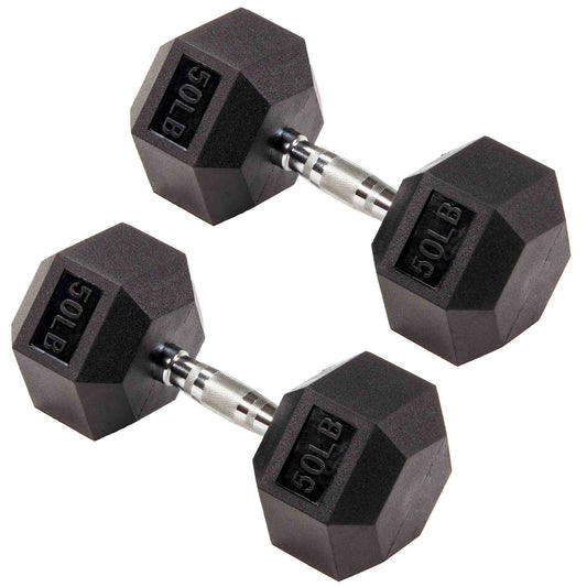 Signature Fitness Hex Dumbbells Strength Training Workout Equipment Set, 50 lbs