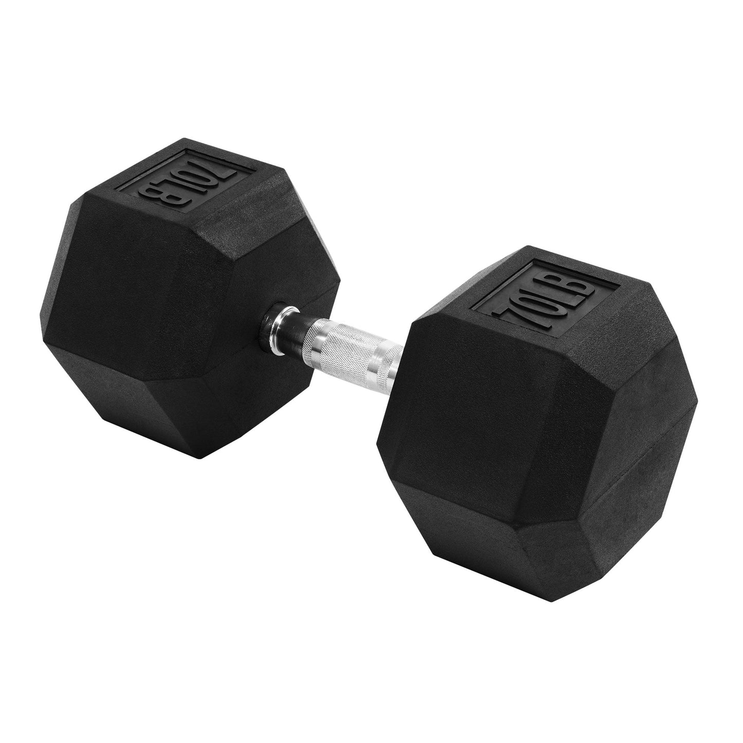 Signature Fitness Hex Single Dumbbell Strength Training Workout Equipment, 70 lb