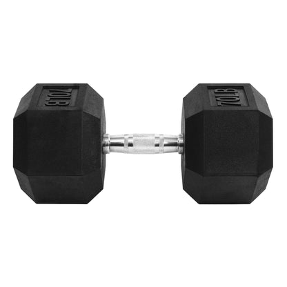 Signature Fitness Hex Single Dumbbell Strength Training Workout Equipment, 70 lb