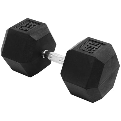 Signature Fitness Hex Single Dumbbell Strength Training Workout Equipment, 80 lb