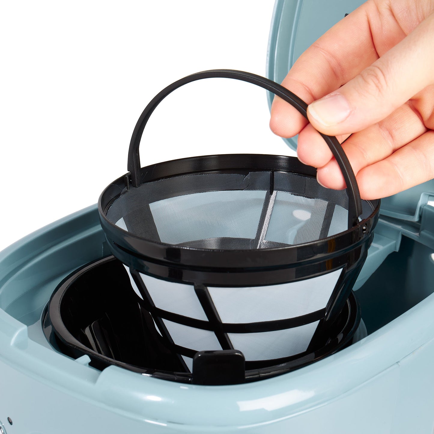 Haden Brighton 12 Cup Programmable Coffee Maker, Sky Blue & Chrome