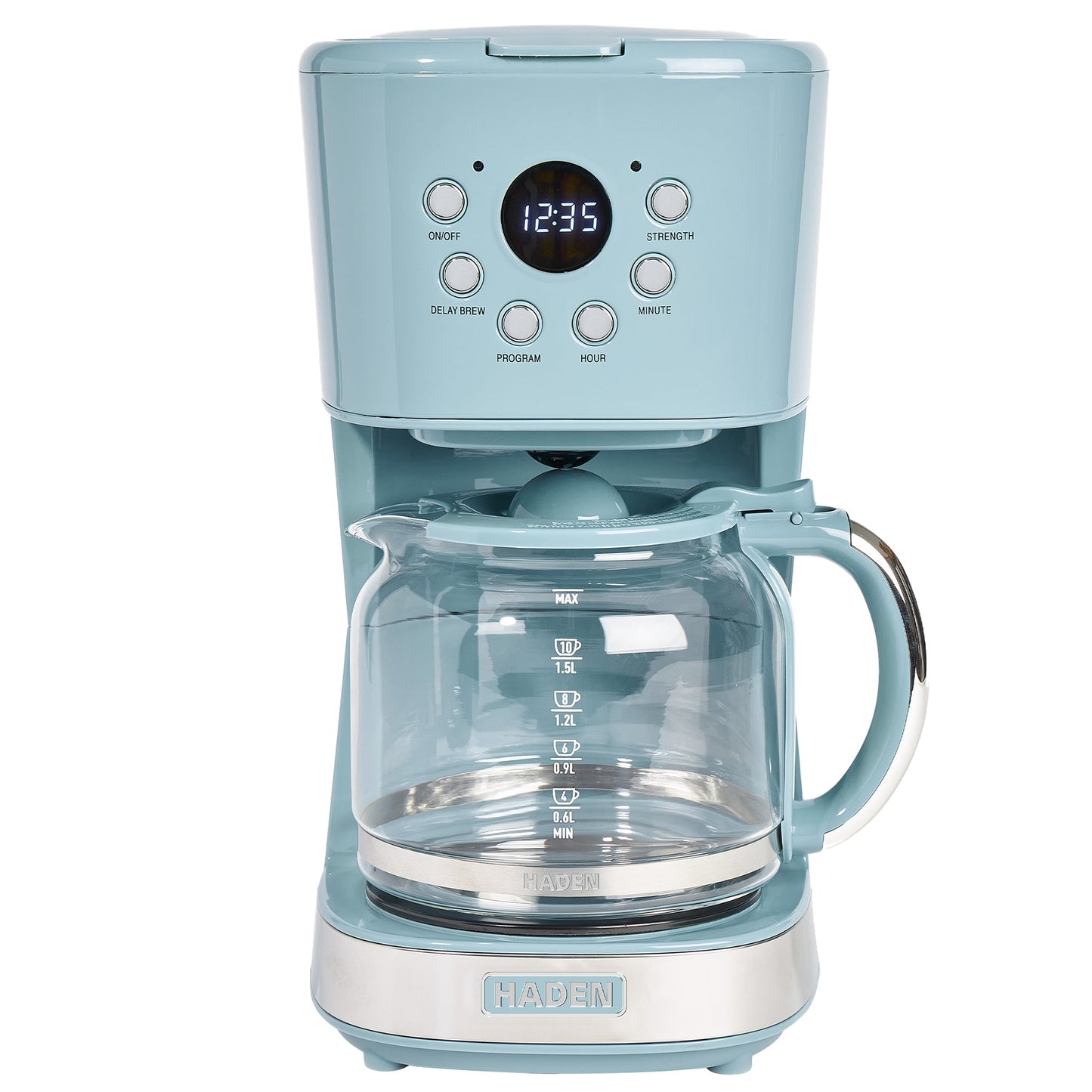 Haden Brighton 12 Cup Programmable Coffee Maker, Sky Blue & Chrome
