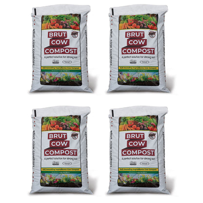 Brut Organic 1 Cu Ft Pure Nutrient Rich Garden Enhancer Cow Compost, (4 Pack)
