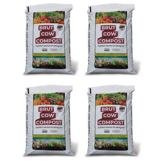 Brut Organic 1 Cu Ft Pure Nutrient Rich Garden Enhancer Cow Compost, (4 Pack)