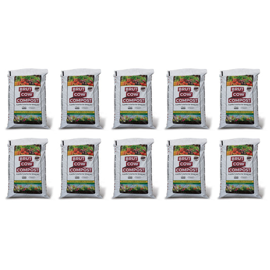 Brut Organic 1 Cu Ft Pure Nutrient Rich Garden Enhancer Cow Compost, (10 Pack)