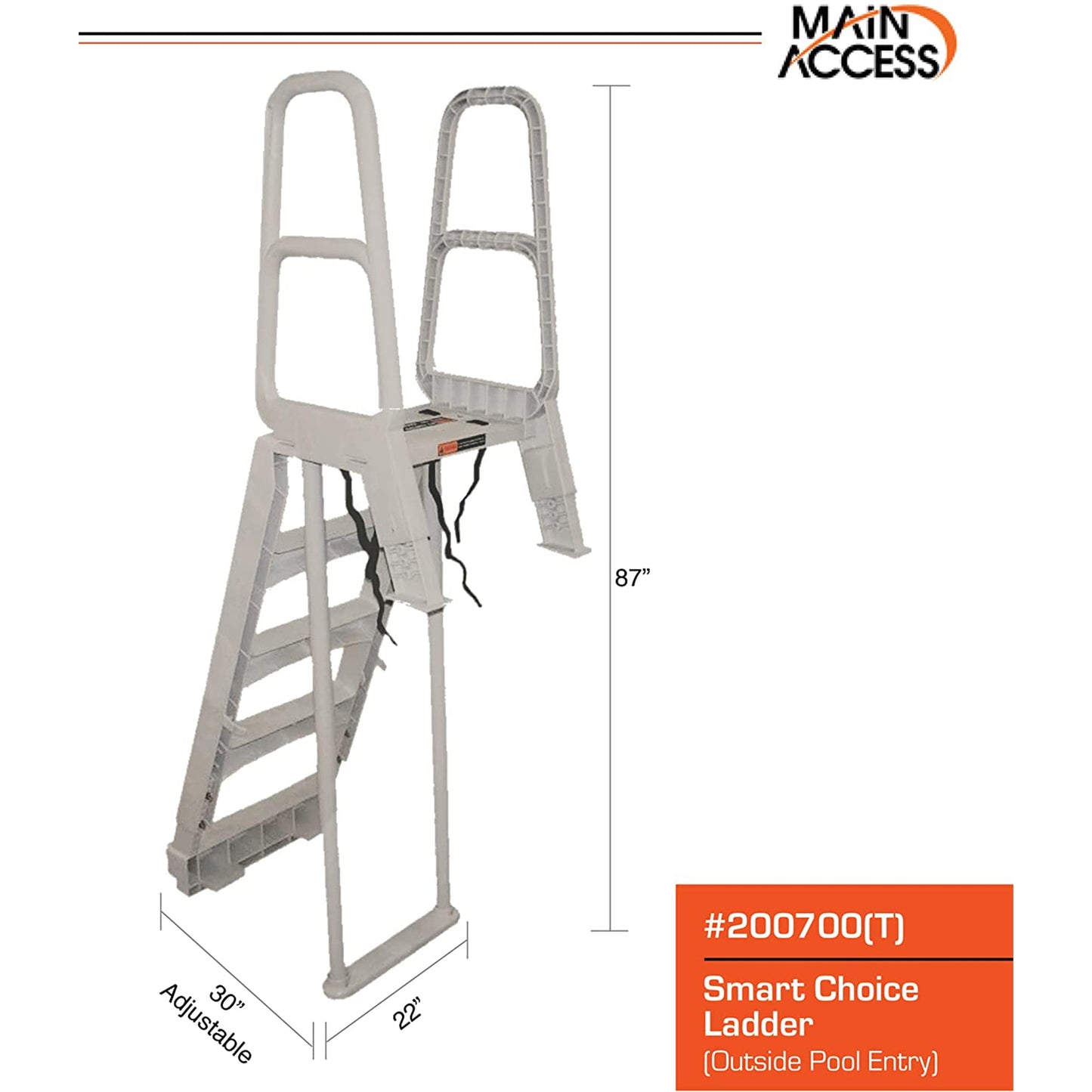 Main Access Large Pool Step Ladder, Gray + Main Access Swim Pool Ladder, Taupe