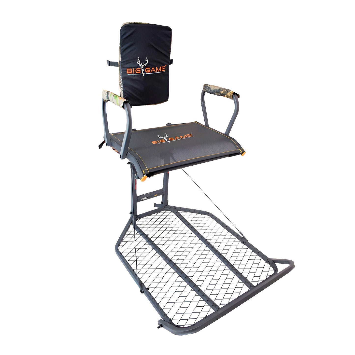 Big Game Captain XC Steel Hang-On Treestand with 20 x 30 Flip-Back Seat, Black
