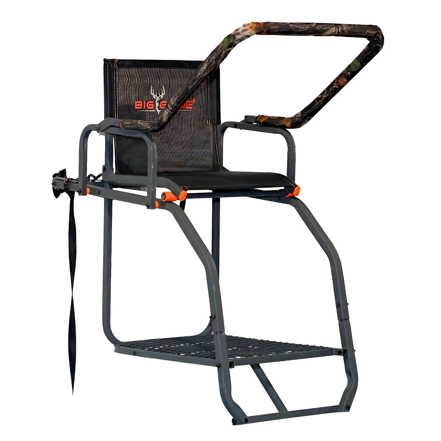Big Game Striker XL 17.5' Ladder Treestand with Flip-Back Seat and Rail, Black