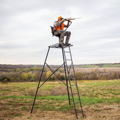 Big Game The Defender 12.5 Ft Tripod Stand, Deer Hunting Ladder w/ Rotating Seat