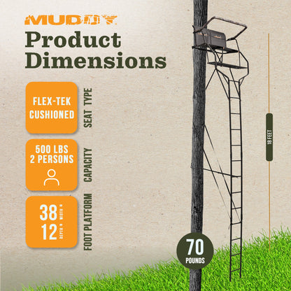 Muddy Double Droptine Deer Hunting Ladderstand, 2 Person Climbing Tree Stand