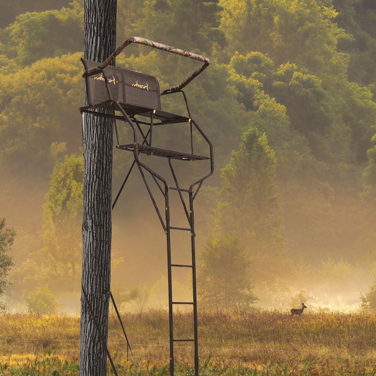 Muddy Double Droptine Deer Hunting Ladderstand, 2 Person Climbing Tree Stand