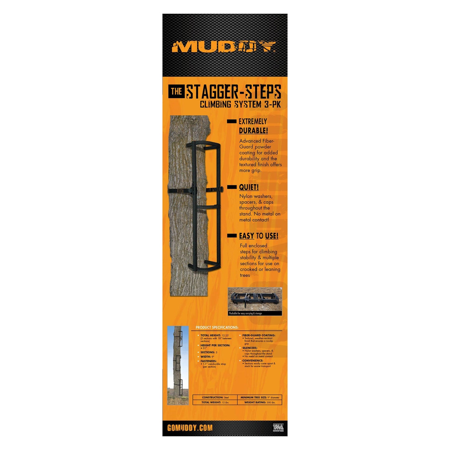 Muddy Stagger Steps, Tree Climbing Hunting Gear Tree Stand Accessories, 3 Pack