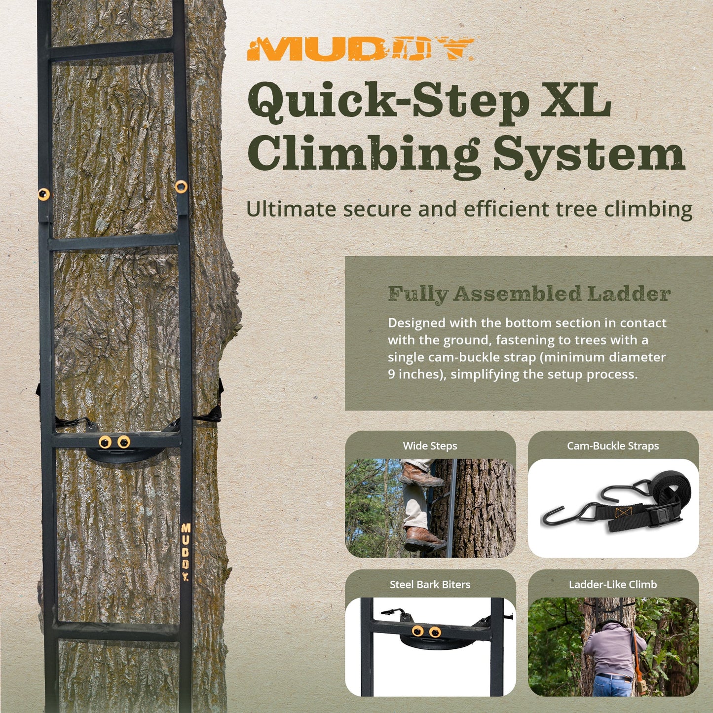 Muddy Quick Step XL Climbing Steps, Deer Hunting Accessories for Tree Stands