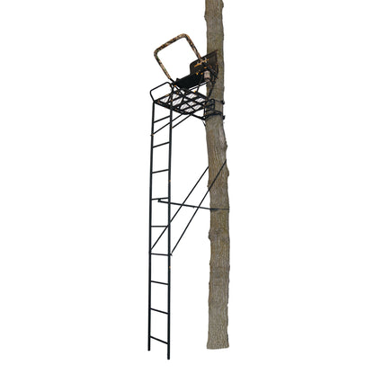 Muddy Boss Hawg 1.5 Deer Hunting 17 Foot Ladderstand Tree Stand w/Lumbar Seat