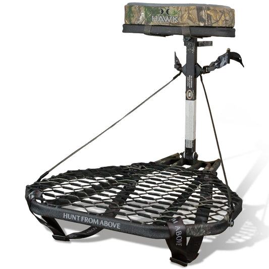 Hawk Mega Combat Hang On Tree Stand, Deer Stand with XL Saddle Hunting Platform