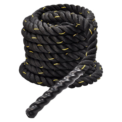 BalanceFrom 3 Strand Training Rope, Durable Workout Equipment, 50 Feet, Black