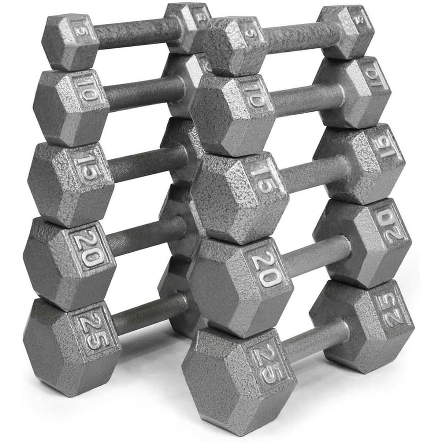 HolaHatha 5, 10, 15, 20, 25 lb Cast Iron Dumbbell Free Hand Weight Set with Rack