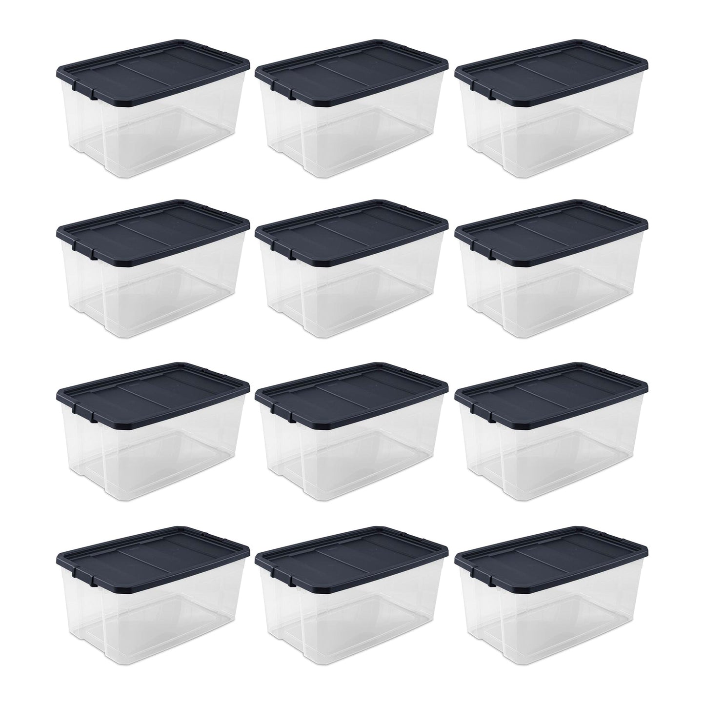 Sterilite 116 Qt Heavy Duty Box Stackable Storage Bin w/ Latching Lid (12 Pack)