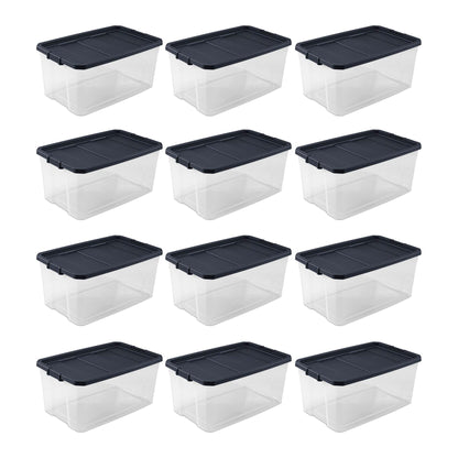 Sterilite 116 Qt Heavy Duty Box Stackable Storage Bin w/ Latching Lid (12 Pack)