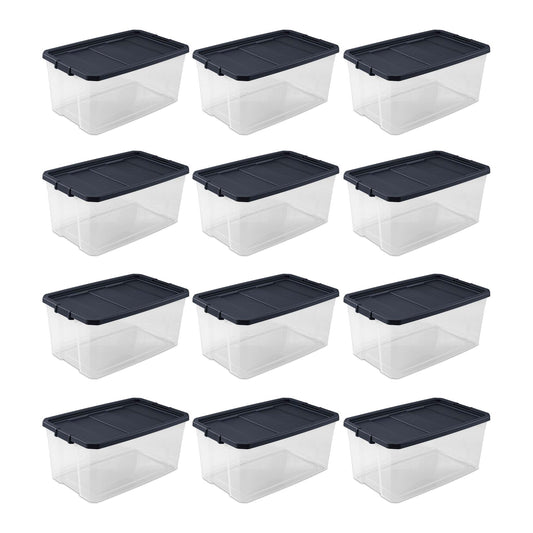 Sterilite 116 Qt Heavy Duty Box Stackable Storage Bin w/ Latching Lid (12 Pack)