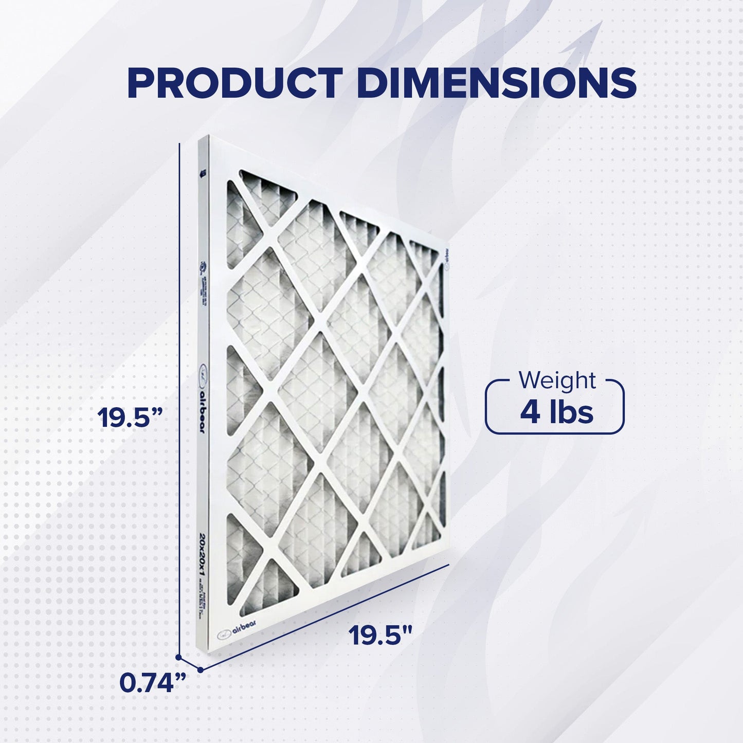 Trion MERV 11 Air Bear 20 x 20 x 1" High Efficiency Pleated HVAC Filter, 6 Pack