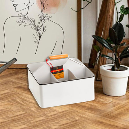 Behrens Versatile 11.5 Inch Rectangular Steel Partitioned Cleaning Caddy, White