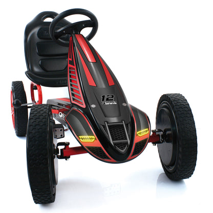 hauck Hurricane Racing Go Kart w/Low Profile Rubber Tires, Handbrake Design, Red
